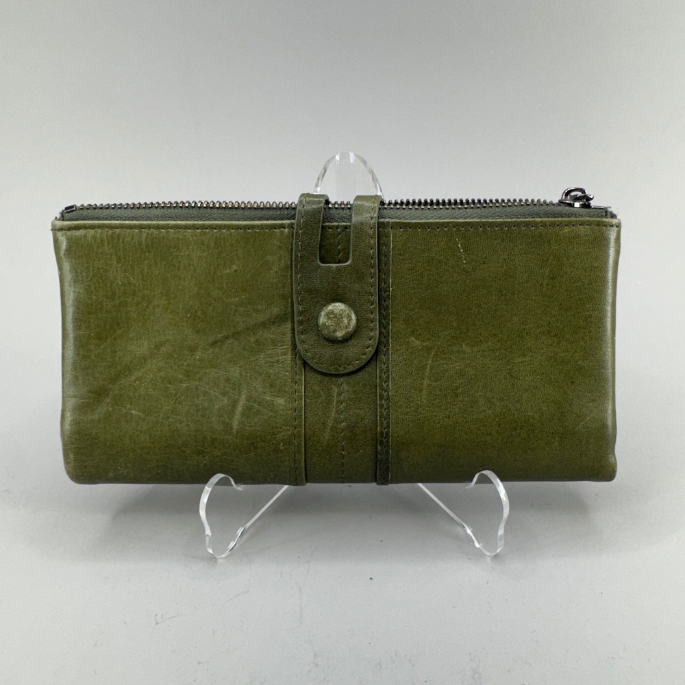 Roulens Long Clutch Wallet Green Faux Leather Boho Minimalist Utilitarian